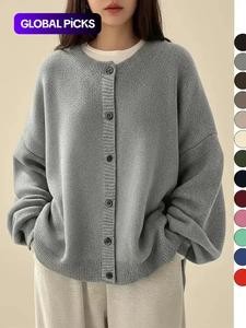 women's plain button front knit cardigan, casual long sleeve knitwear for daily wear, ladies oversize clothes for all seasons, cardigans for women, women's tops, womenswear