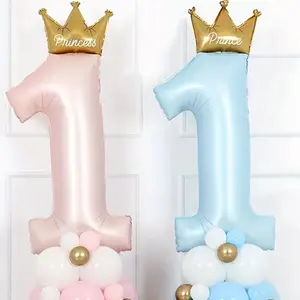 23-Piece Baby Birthday Party Set, Blue/Pink Theme, Includes 42-Inch Crown Number One Balloon, 1st Birthday Party Decoration,First Anniversary Decorations, Balloon Party Supplies