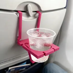 Foldable Airplane Cup Holder & Phone Stand, 2-In-1 Travel Drink Rack, Portable Compact Aviation Tray Accessory, Fits Most Airline Seats