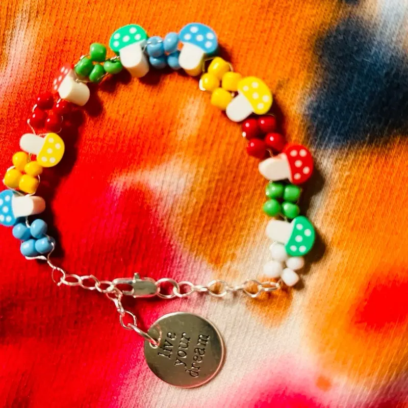 Rainbow mushroom bracelet