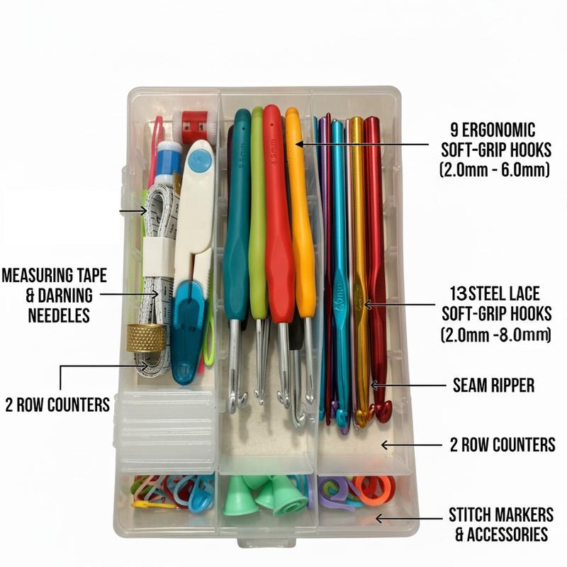 73-Piece Crochet Kit with Hooks, Knitting Needles, Yarn Balls & Tote Bag – Complete Beginner & Professional Set