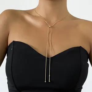 TOP-FASHION - Ingemark Kpop Snake Chain Choker Necklace for Women Wedding On The Neck Temperament Ball Pendant Thin Link Party Jewelry