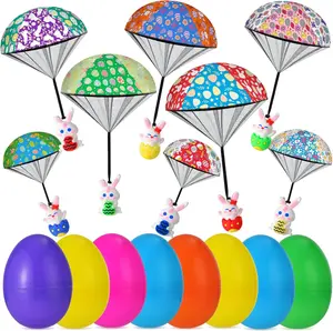 8 Pack Prefilled Easter Eggs with Parachute Toys – Hand-Throw Flying Easter Eggs for Kids, Boys & Girls, Easter Basket Stuffers, Egg Fillers, Party Favors