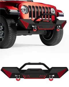 【GARVEE】Full Width Front Bumper, Compatible with Jeep 2018-2023 Wrangler JL & Unlimited JLU(2/4 Doors),2020-2023 Gladiator JT, Off-road DIY Paintable, Textured Black