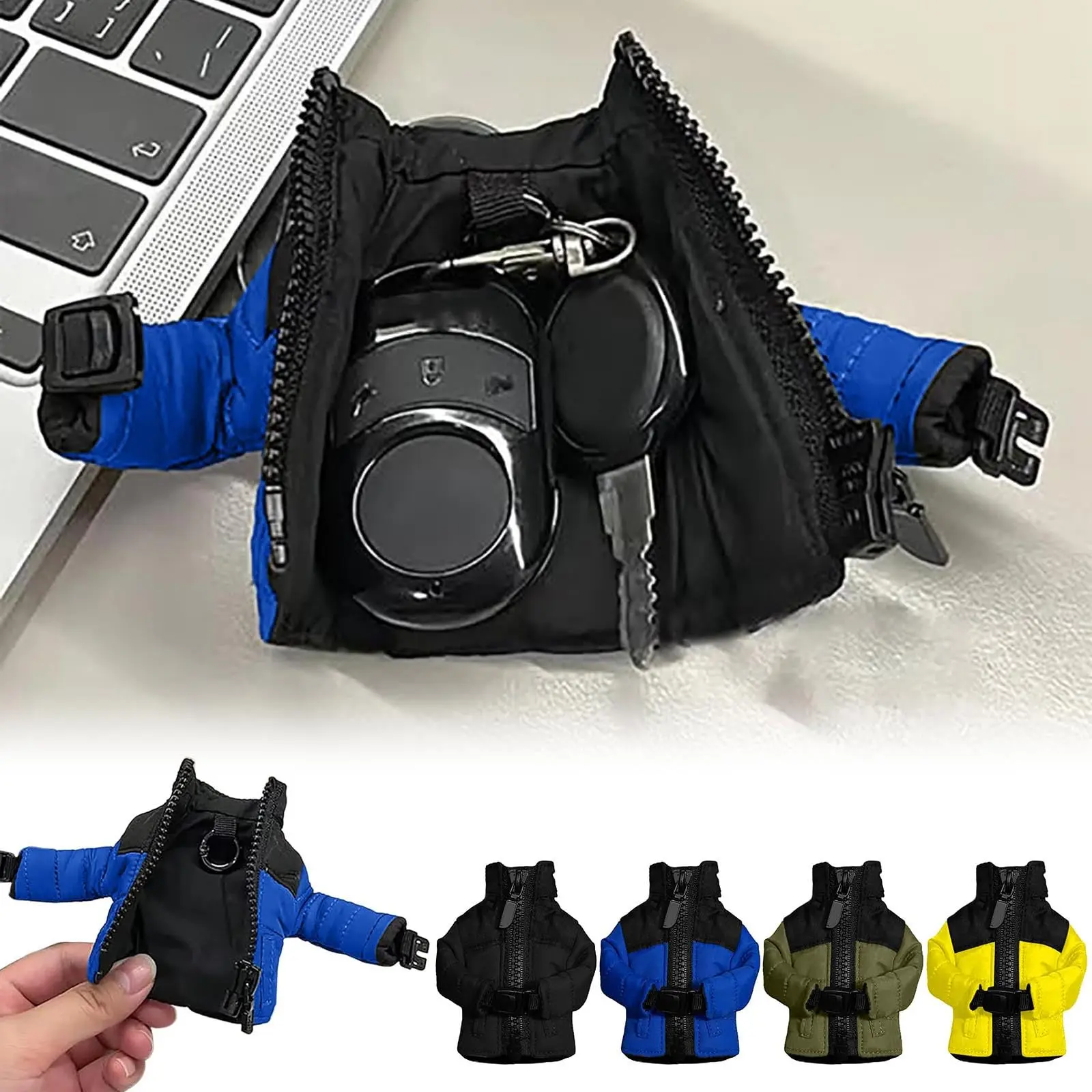 Mini Down Coat Leather Jacket Keychain with Zipper, Stylish Functional Fashion Accessory, Unique Car Keychain Gift for Friends (Multiple Colors), Keychains
