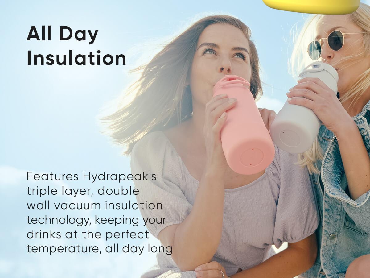 Hydrapeak 32oz Insulated Water Bottle with Straw Lid Leak & Spill Proof Keeps Cold for 24 Hours Hot for 12 Stainless Steel Drinkware Double Wall Insulation