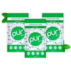 Healthy Snacks Aspartame-Free Chewing Gum - 100% Xylitol, Natural Spearmint Flavor, 55 Pieces per Pack (Pack of 3)