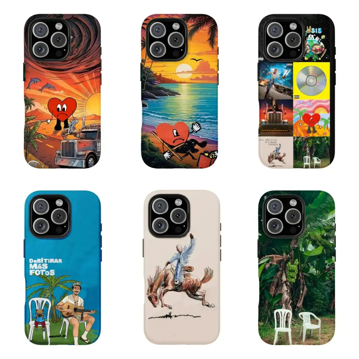 B-Bad Bu.nny Phone Case Un Verano Sin Ti Protective Cover Y2K Reggaeton Aesthetic Shockproof Case for iPhone 17Promax 16 15 14 13 12 11 and for Samsung S21-S25 Gifr for Music Fans