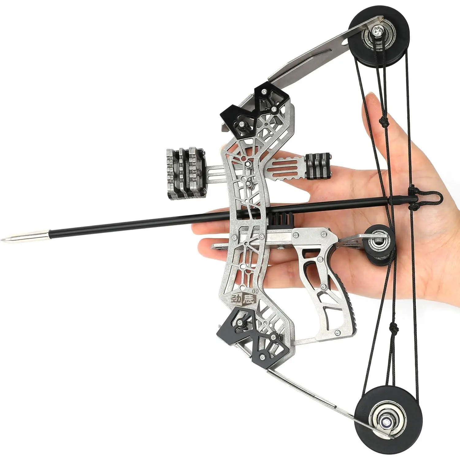 Mini Pocket Compound Bow and Arrows Set - Stainless Steel Body, Stable Structure for Outdoor Target Shooting, Small Hunting Games, Crafts, Decompression; Ideal for Birthday Gifts