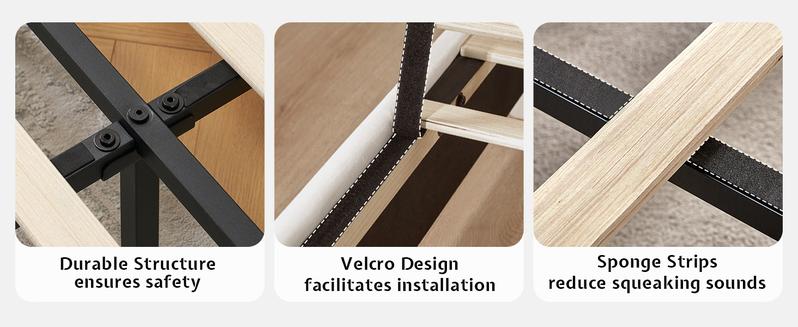 AMERLIFE Luxury Bed Frame with Scroll Headboard & Footboard, Modern Velvet Upholstered Platform Sleigh Bed with Button Tufted, No Box Spring Needed/Unique Bedroom Furniture/Best Gift Ideas/Christmas Gifts