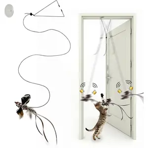 Cat Toys Indoor Hanging Door Retractable Flying Da Bird Cat  for Kitten Fun Exercise Interactive String   Chase (Longtail Warbler)