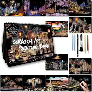 Scratch Art Book for Adults - Scratch Paper Art Kit with Stencils & Tools, Creative Crafts for Relaxation, Focus & Travel, Stress Relief Activity for Home Decor & Gifts (SeriesⅡ)