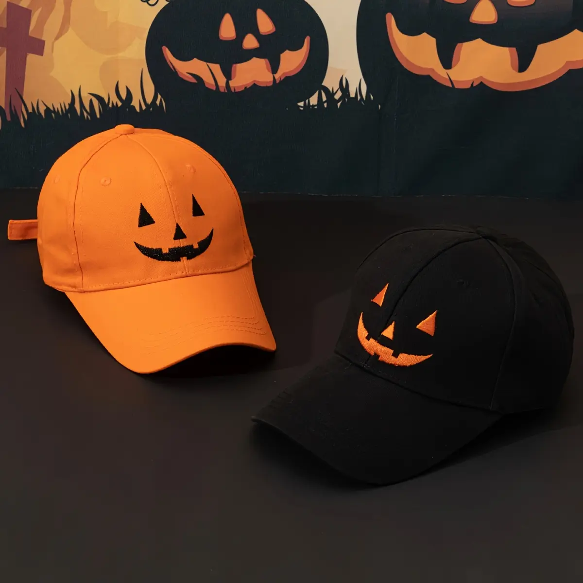 One Pumpkin Color, Black Contrast Color joyful Face  display picture 1