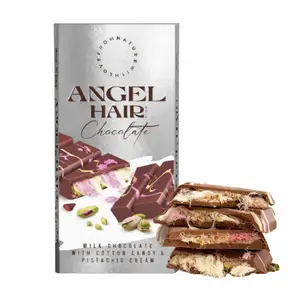 "Women Day" Angel Hair Dubai Milk Chocolate Bar 6oz Pack of 1 with Pistachio Cream & Cotton Candy Gourmet Luxury Imported from Turkey Ideal for Gift or Special Occasions