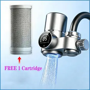 Kitchen Faucet Water Filter with LED Display & UV-C Sterilizer, Faucet Mounted Tap Water Filter with 1 Free Cartridge, Self-Powered 2 Modes Smart Sink Filter for Standard Faucets, Instant Multi-Stage Filtration for Modern Home Kitchen Use