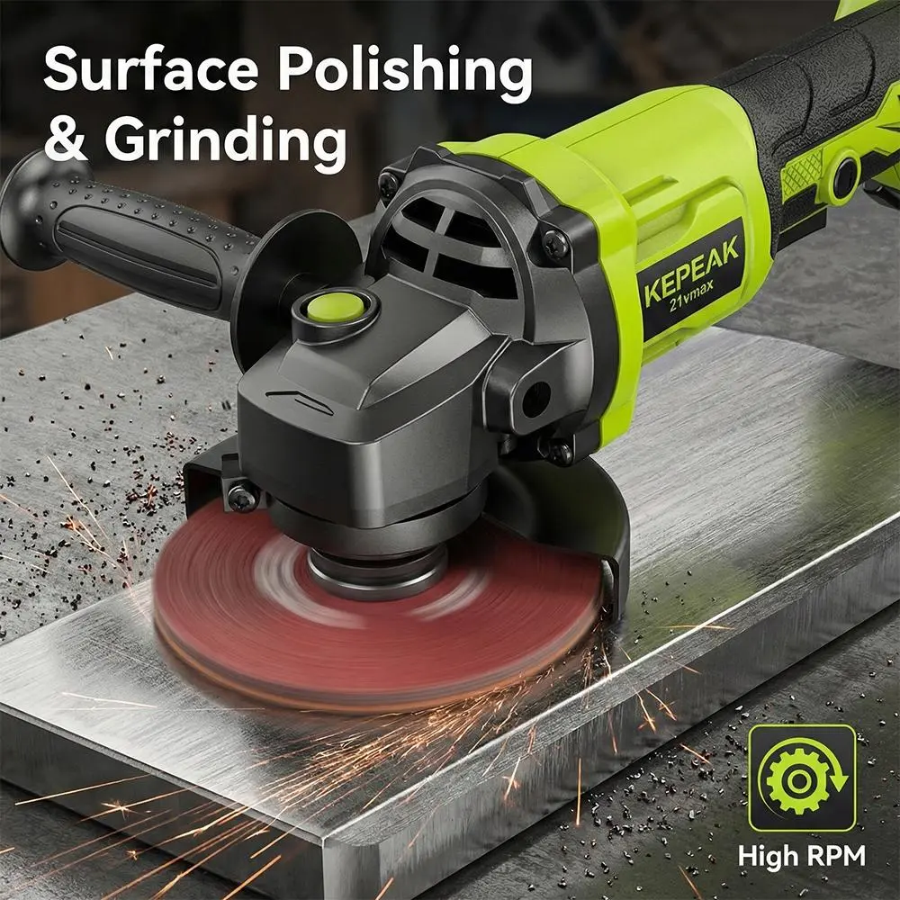 【BackToSchool】 All-in-One Cordless Angle Grinder Set - 21V Brushless Tool with Cutting Discs, Sanding Sheets & Polishing Wheels, Ergonomic Handle for Precision Work