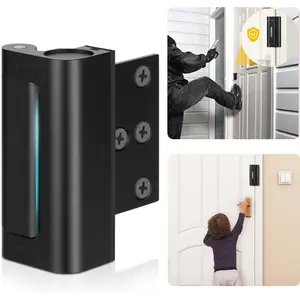 Door Lock, Upgraded Metal Door Reinforcement Lock, 3" Withstands 1000 lbs of Impact for Inward Swing Doors, Defender Door Locks for  Safety,  Unauthorized Entry (Black)