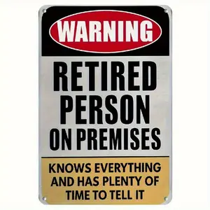 ironiron Men'S Retirement Gift- Vintage Metal Sign "Warning: Retirees Are Here"- Heavy Iron Art Office Decoration, Birthday or Retirement Party Decoration- No Electricity Required- Funny Retirement Party Gift, Humorous Wall Art, Large Font