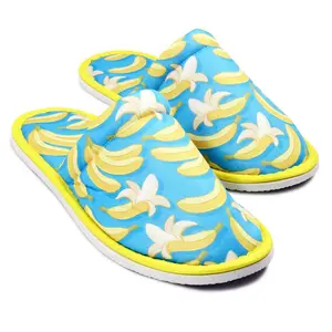 Chochili Women Banana Home Slippers Blue Yellow Lightweight Silent Walk Size 7 to 8
