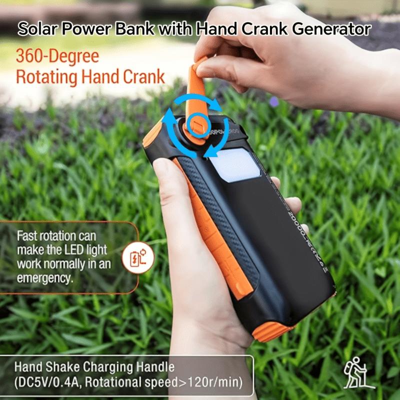 43800 mAh Solar Power Bank with USB and Hand Crank Charging - Supports Fast Charging of Multiple Devices at the Same Time (22.8W), Portable Night Light, 5V-36V Output and Cable Management (Travel, Outdoor, Emergency), Compact Design, Multi-function Chargi