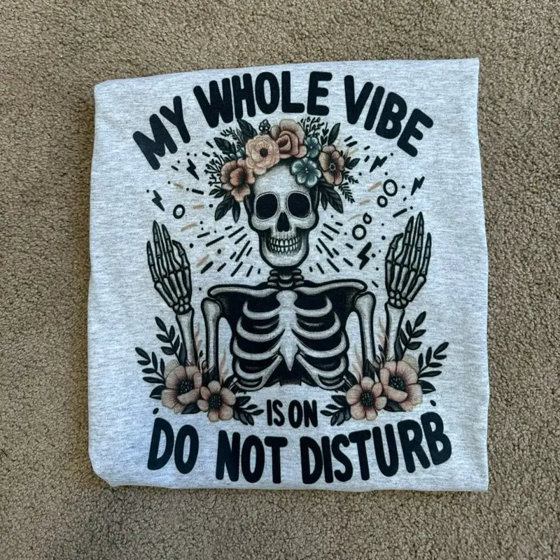 Women's Printed Top - "My Whole Vibe Is On Do Not Disturb" Snarky Gildan Unisex Ash Grey Sublimation Crewneck Short Sleeve Vintage Streetwear T-Shirt
