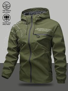 men's zip up hooded jacket, casual regular fit long sleeve waterproof windproof lightweight jacket for outdoor activities, fashion men's outerwear for all seasons