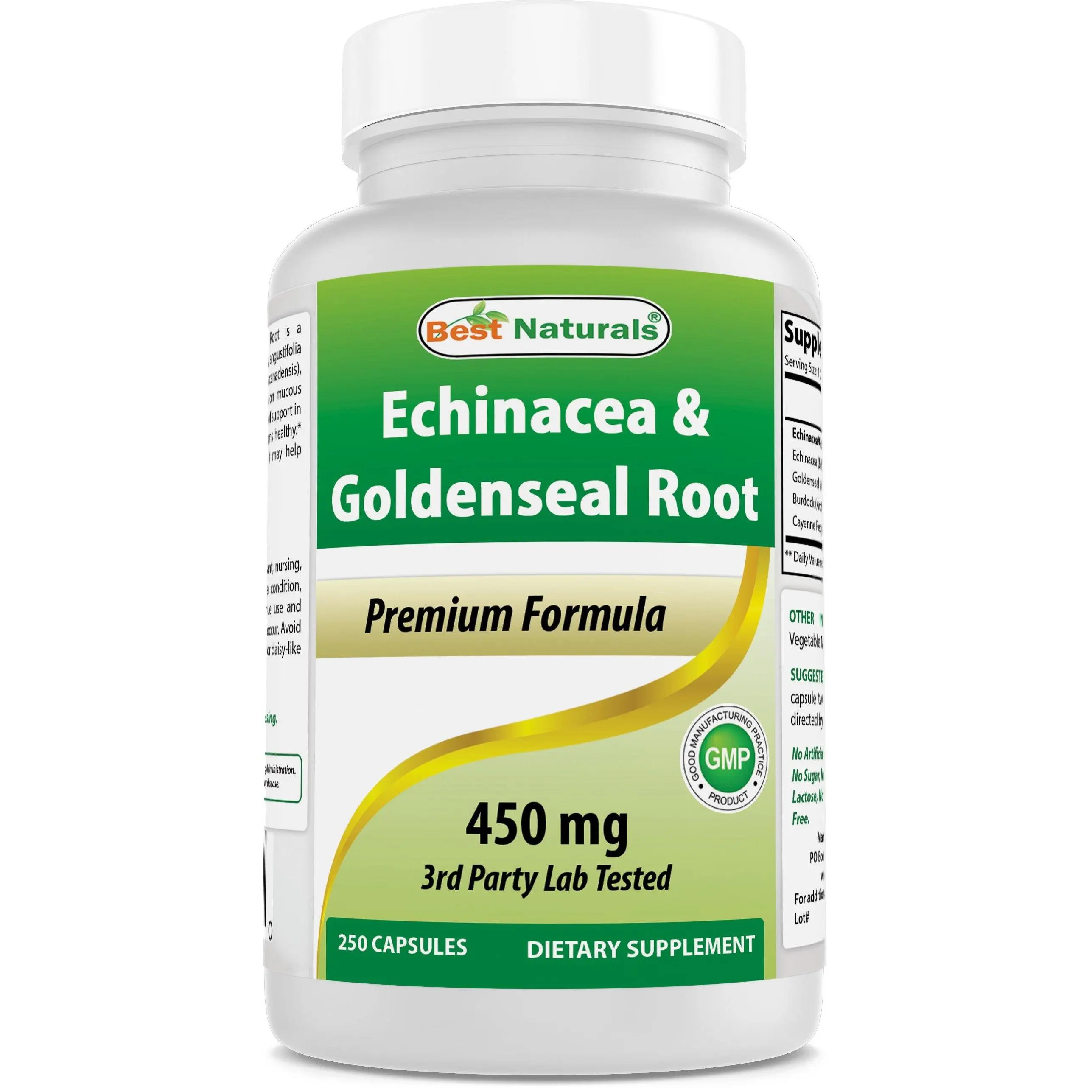 Best Naturals Echinacea Goldenseal 450 mg 250 Capsules