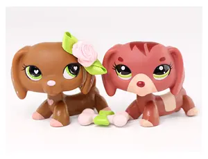 2pcs Mini Pet Toys Dashchund Dog #556 #3601 with Cute Accessories,Bobble-head Figure Toy