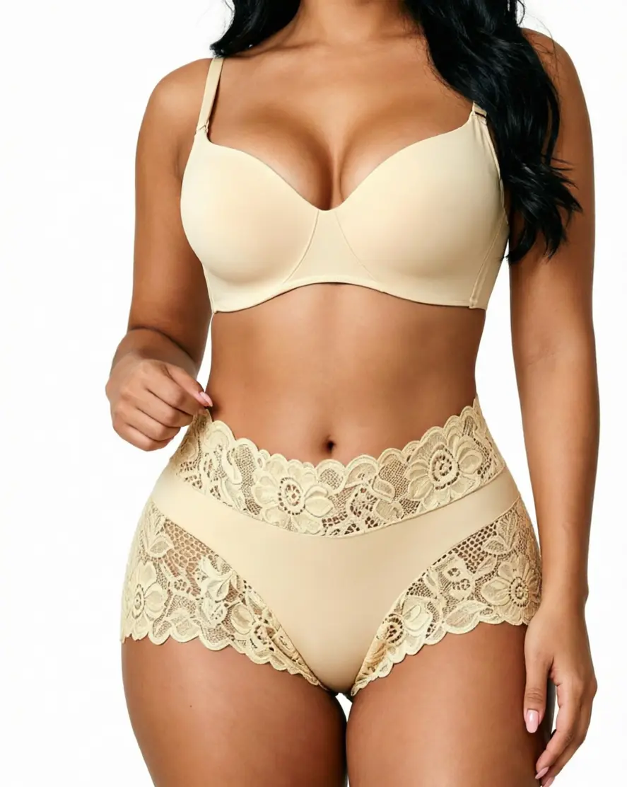 Women's 4PCS Wirarpa High-Waist Cotton Briefs - Soft Stretch, Breathable Lace, Painless Fit, Tummy Control, Anti-Roll Edge, Solid/Multi-Color Elastane Everyday Underwear fashion panty innerwear lady panty safety high-waisted