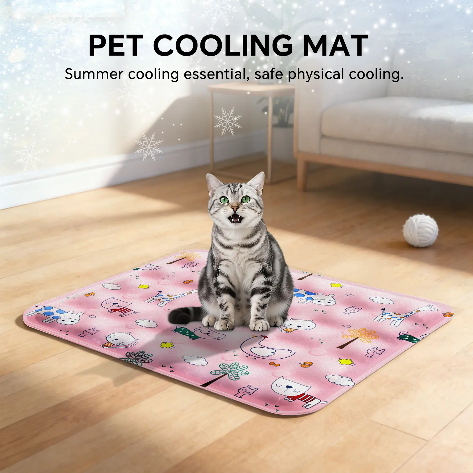 Pet Cooling Mat, Waterproof Self Cooling Pad for Dogs Cats, Non-Slip Washable Cool Sleeping Mat for Summer