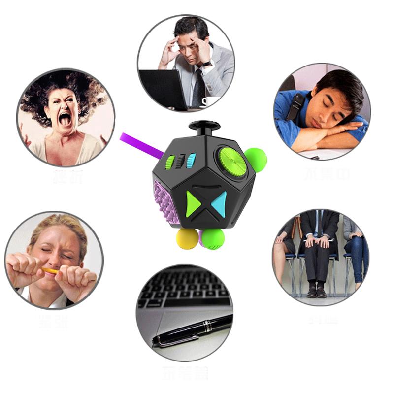 6/12 Sides Cube Decompression Toy Rainbow Stress Relief Autism ADHD OCD Anxiety Sensory Toys Fingertip Desk Toy for Kids Adult #TTMN