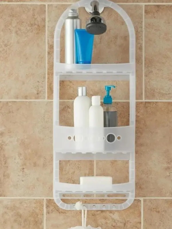 Heavy Duty Plastic Over Shower Caddy with 2 Shelves and 1 Deep Basket Organiser Racks Heavy Duty Plastic Over Shower Caddy with 2 Shelves and 1 Deep Basket Organiser Racks