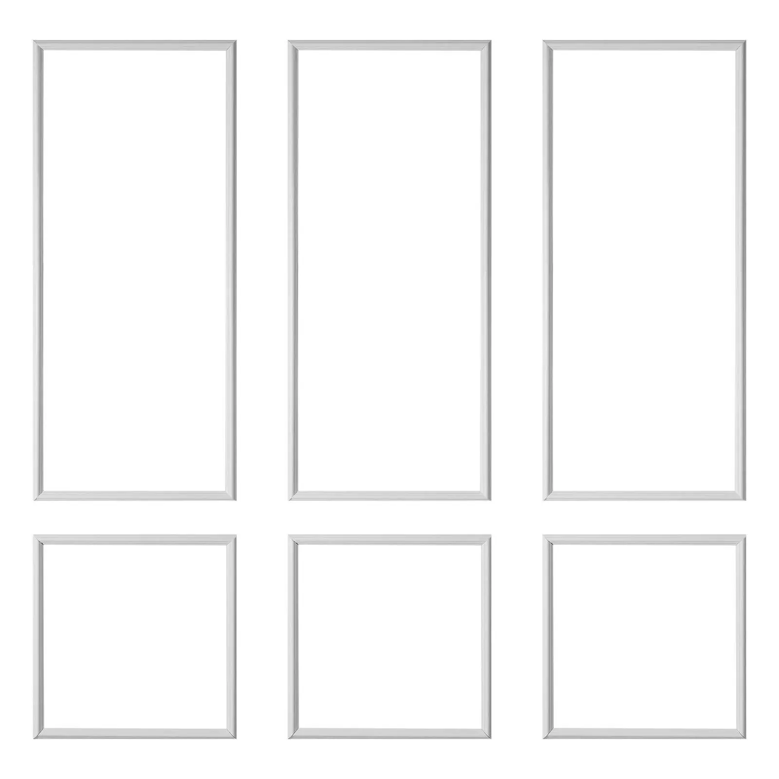 3-Pack Wall Molding Wainscoting Panels Kit, Lightweight Paintable Polystyrene, Easy-to-Install Waterproof Wide Profile Trim for Interior Living Room, Bedroom, White (24x54in + 24x24in)