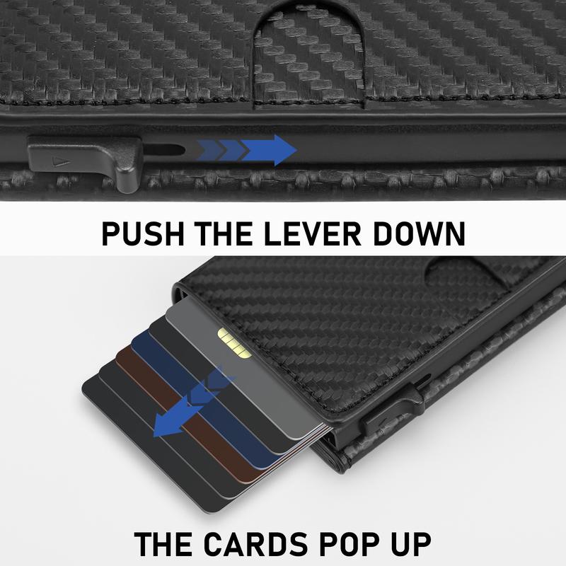 Valentine's Day-Men's Smart Wallet Minimalist Card Holder with RFID Blocking Upgrade PU Leather Pop-up Wallet for Daily Use Gift for Men