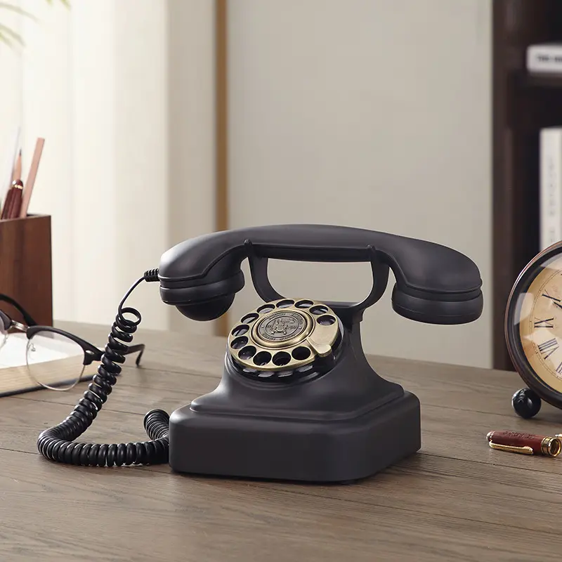 1928 Retro Rotary Dial Fixed Phone - Antique Look Luxury Landline for Home Use