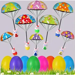 8-Pack Prefilled Easter Eggs with Parachute Flying Toys – Hand-Throw Parachutes for Kids, Cute Outdoor Spring Toys for Boys & Girls. Perfect Easter Basket Stuffers, Egg Fillers & Party Favors – No Candy Needed, Ready to Fly, Toss High & Watch Them Float!