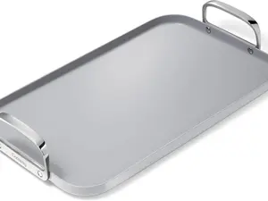 Double Burner Griddle - 19x12” Griddle Pan - Non-Stick Ceramic Coated - Non Toxic, PTFE & PFOA Free - Oven Safe & Compatible with All Stovetops - Gray