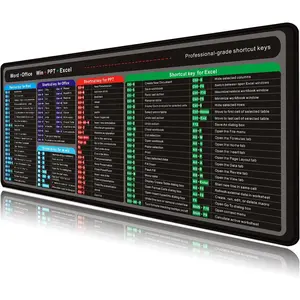 Excel Cheat Sheet Mouse Pad Desk Mat Large Gaming Mouse Pads Desk Pad with Excel/Word/PPT Shortcut Key Design Stitched Edge NonSlip Rubber Base for Office Computer Keyboard Laptop