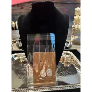 Rectangular baroque in silver earrings