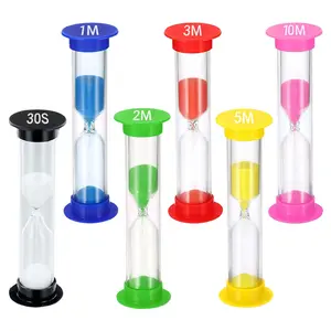 6 Piece Colorful Sand Timer Set, Multiple Timers, Includes 30 Sec/1 Min/2 Min/3 Min/5 Min/10 Min Timers, Ideal for Kids Brushing Teeth, Cooking, Kitchen, Games, School, Office