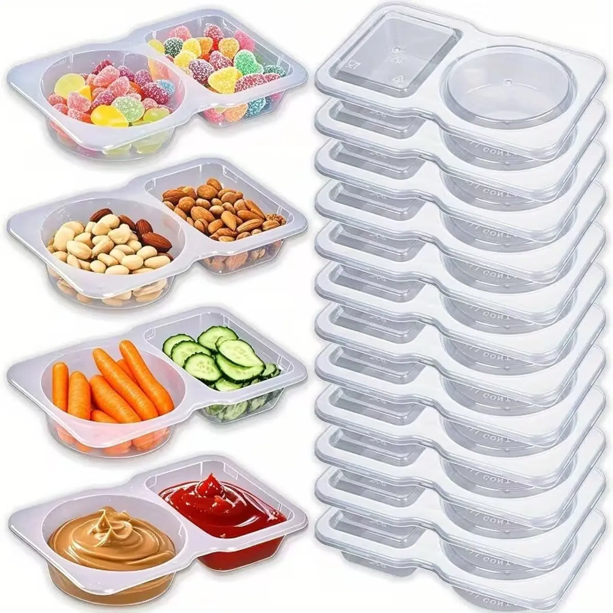 Double Compartment Snack Divider Box, Reusable Food Organizer Meal Prep Containers Plastic Lunchbox with Lid, Microwave & Dishwasher Safe, Ideal for Organized Food Storage & Travel