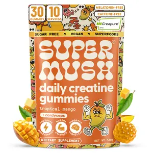 SuperMush Daily Creatine Gummies for Men & Women - Creatine Monohydrate Gummies with Cordyceps Mushroom Extract for Strength, Focus, and Recovery - Sugar Free, Vegan Mushroom Supplements
