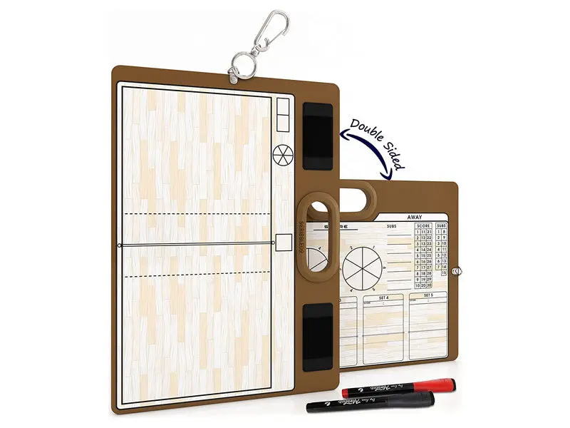 Volleyball Double Sided Dry Erase Board for Coaches 15"x10.5" with Markers