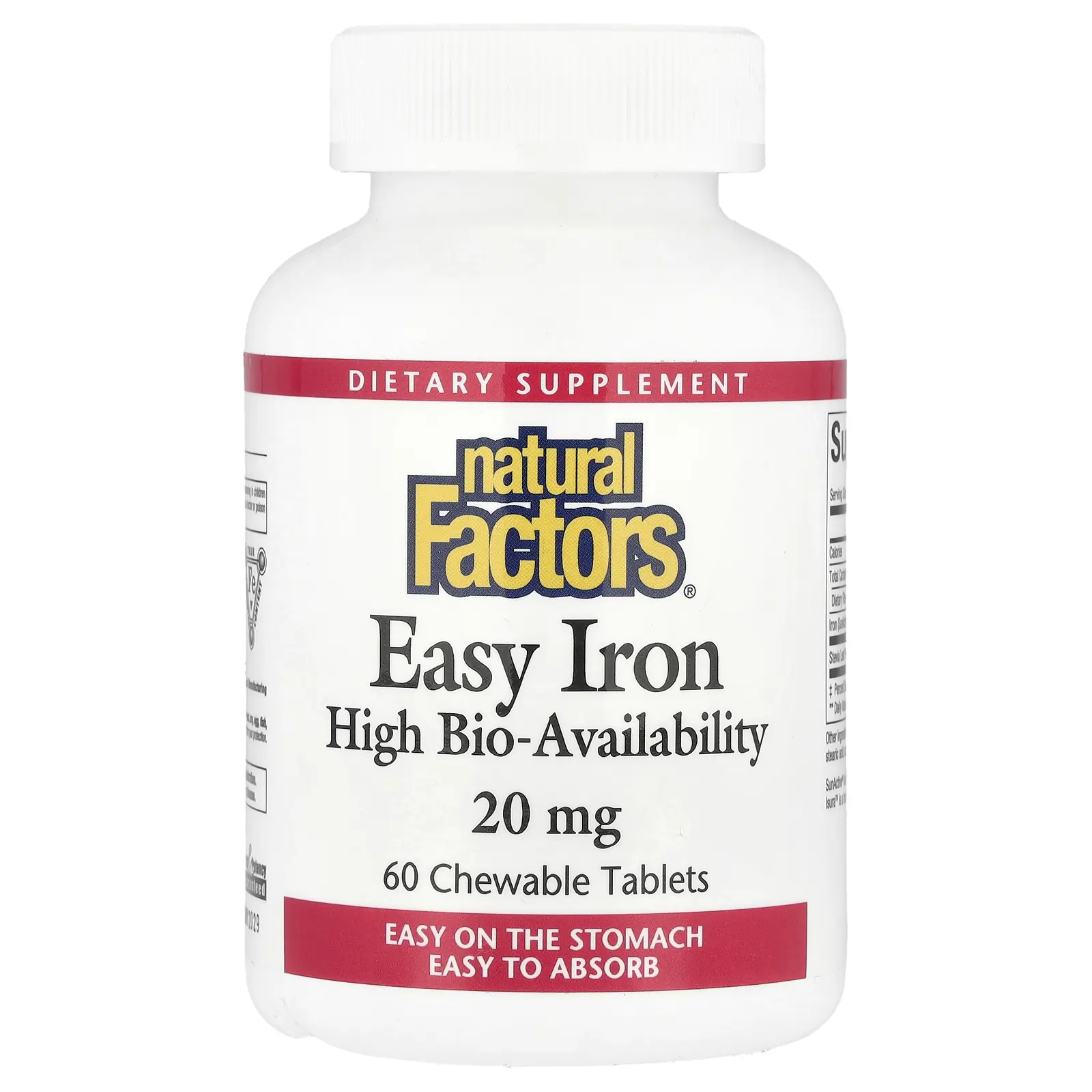Natural Factors Easy Iron, 60 Chewable Tablets