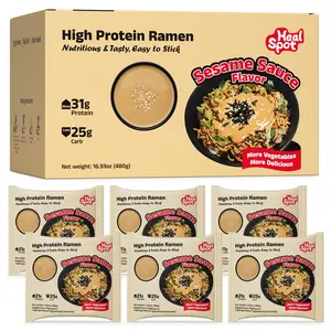 HealSpot High Protein Ramen – 31g Plant-Based Protein, Low Carb Sesame Sauce Flavor, Keto Friendly Instant Noodles (6-Pack) – Packaging May Vary (New & Old Versions)