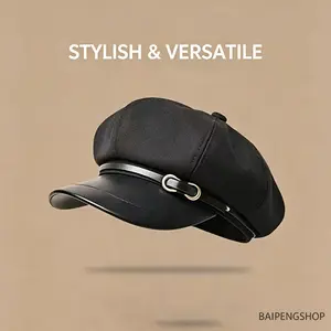 Women's Vionas Premium Polyester Solid Color Japanese Retro Beret Hat, Soft Warm Adjustable High-End Fashion Headwear, Autumn Winter Daily Outdoor Accessory Gift