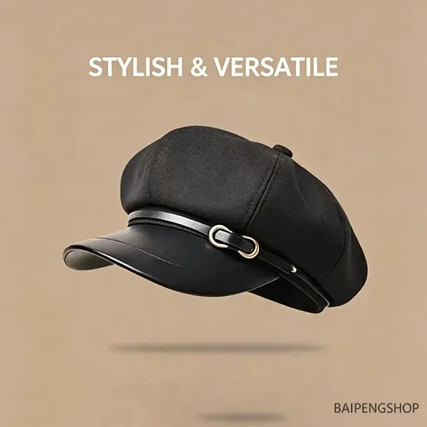 Women's Solid Polyester Beret, Retro Japanese Style Hat for Casual Autumn Warmth, Elegant and Adjustable - Fits 58-60cm, Female, Crafted From Premium Polyester, Daily, Plain, Soft