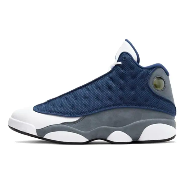 Jordan 13 Retro Flint 2020 Mid Top Basketball Shoes Unisex Navy Grey-White-University Blue 414571-404