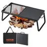Outdoorgear 22.4 in Rust-proof Steel Foldable Camp Kitchen - Portable, Half Grill-Half Griddle Combo, Pancake-Ready Mesh, High-Temperature Heat Resistant for Barbecue, Compact with Carry Bag, Camping Accessory