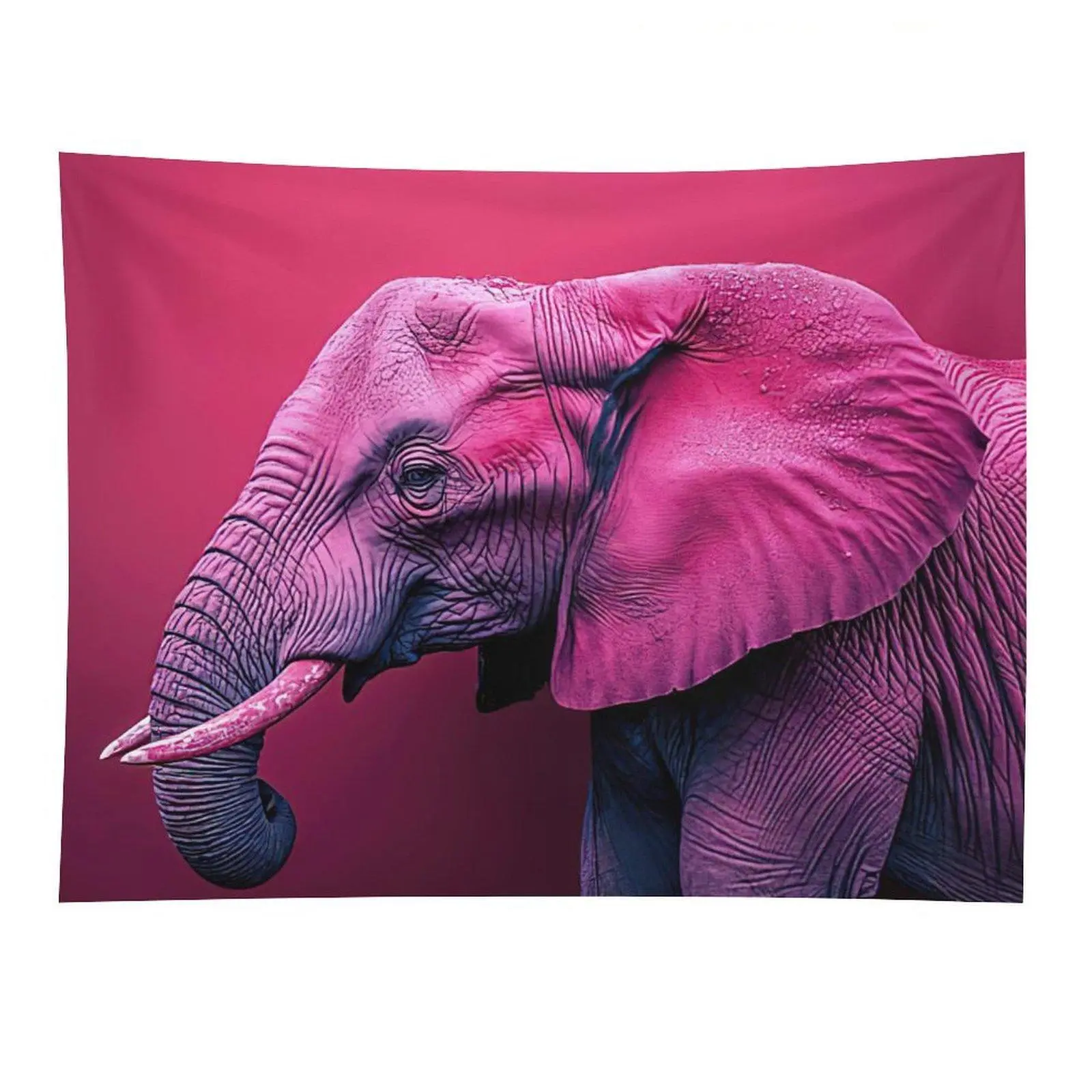 Pink Elephant Tapestry Colorful Animal Portrait Wall Hanging Decor